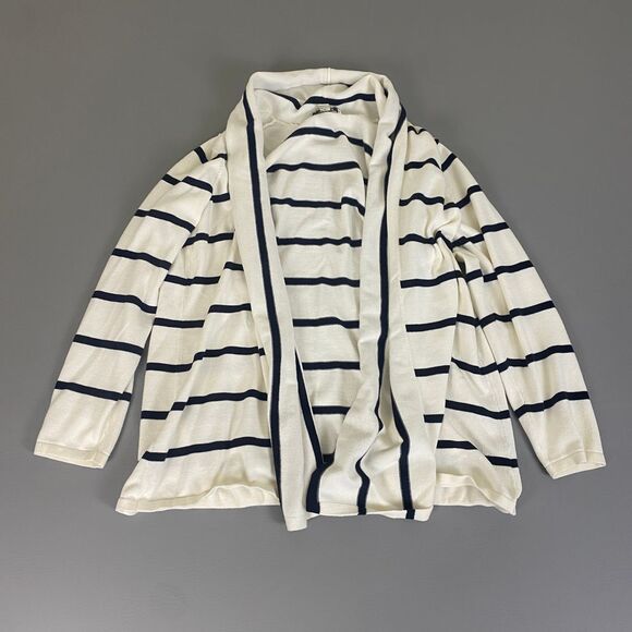 Liz Claiborne Striped Open Cardigan Sweater Plus Size 1X Nautical‎ Style Cotton - Picture 1 of 12